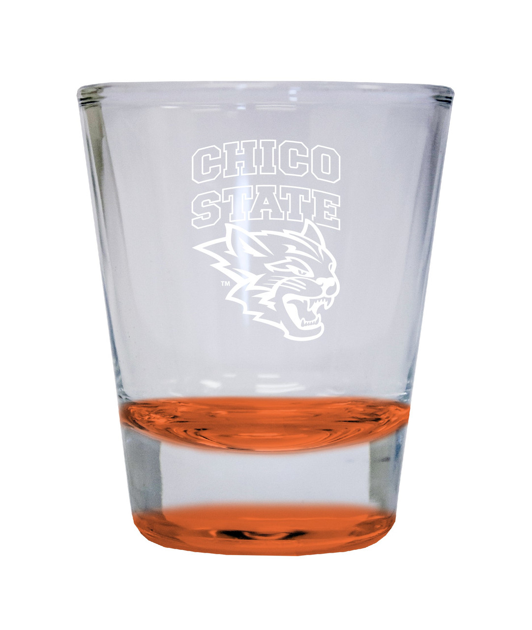 California State University, Chico Etched Round Shot Glass 2 oz Orange