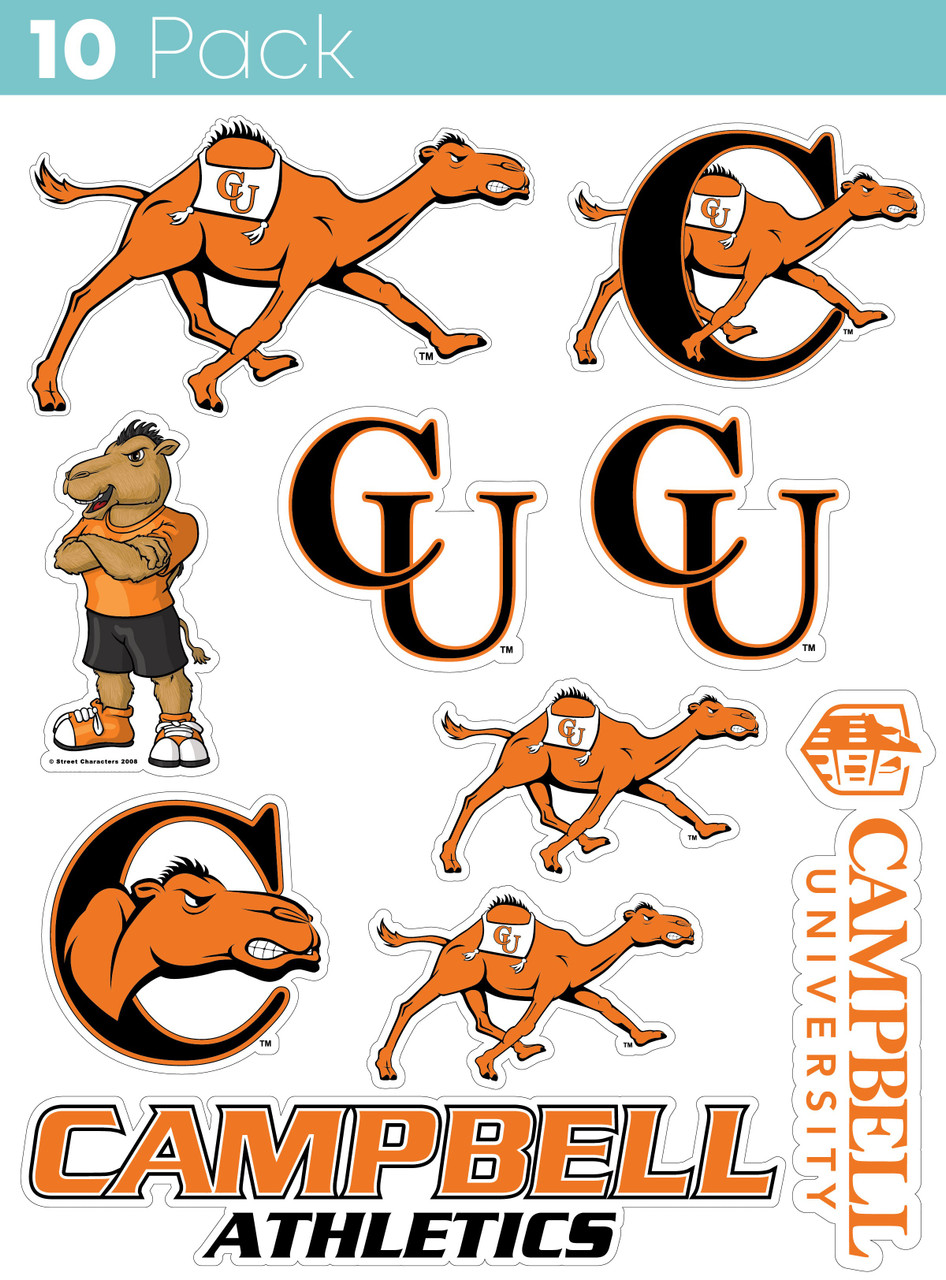 Campbell University Fighting Camels 10 Pack Collegiate Vinyl Decal Sticker  - College Fabric Store