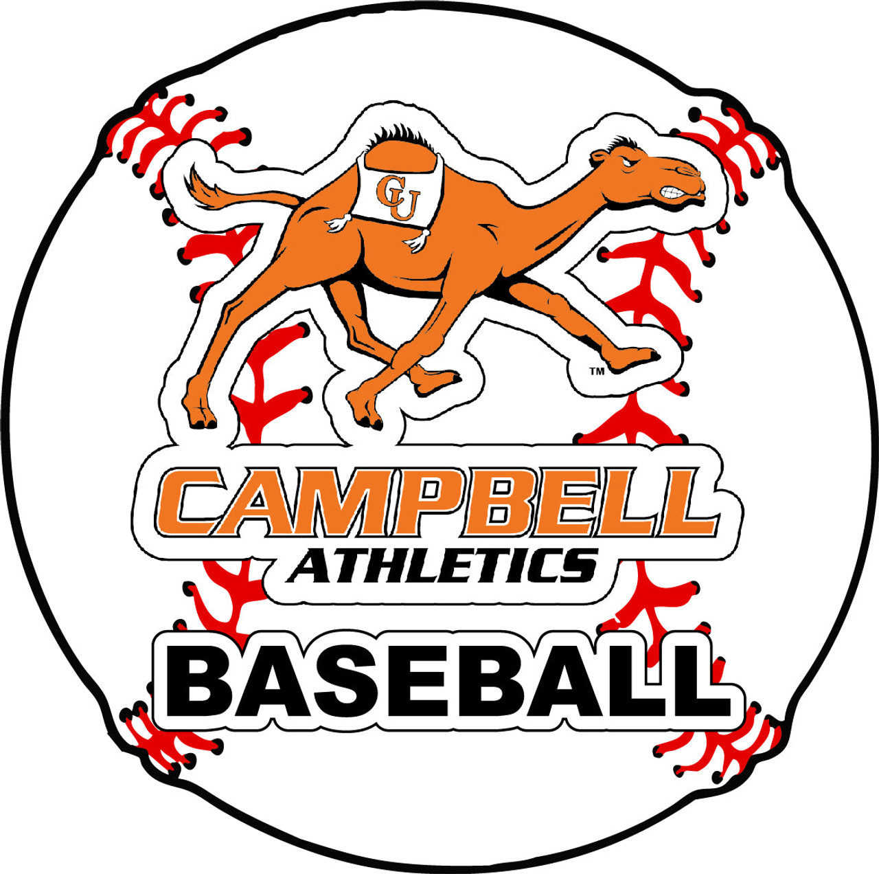 Campbell University Fighting Camels 4-Inch Round Baseball Vinyl Decal Sticker