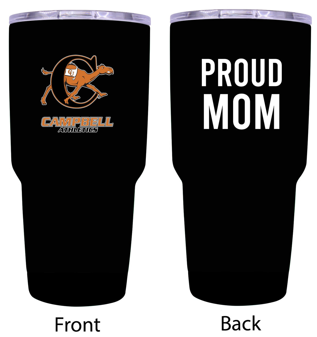 Campbell University Fighting Camels Proud Mom 24 oz Insulated Stainless Steel Tumblers Black.