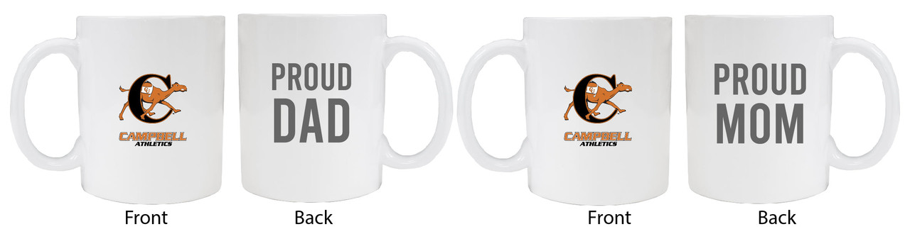 Campbell University Fighting Camels Proud Mom And Dad White Ceramic Coffee Mug 2 pack (White).