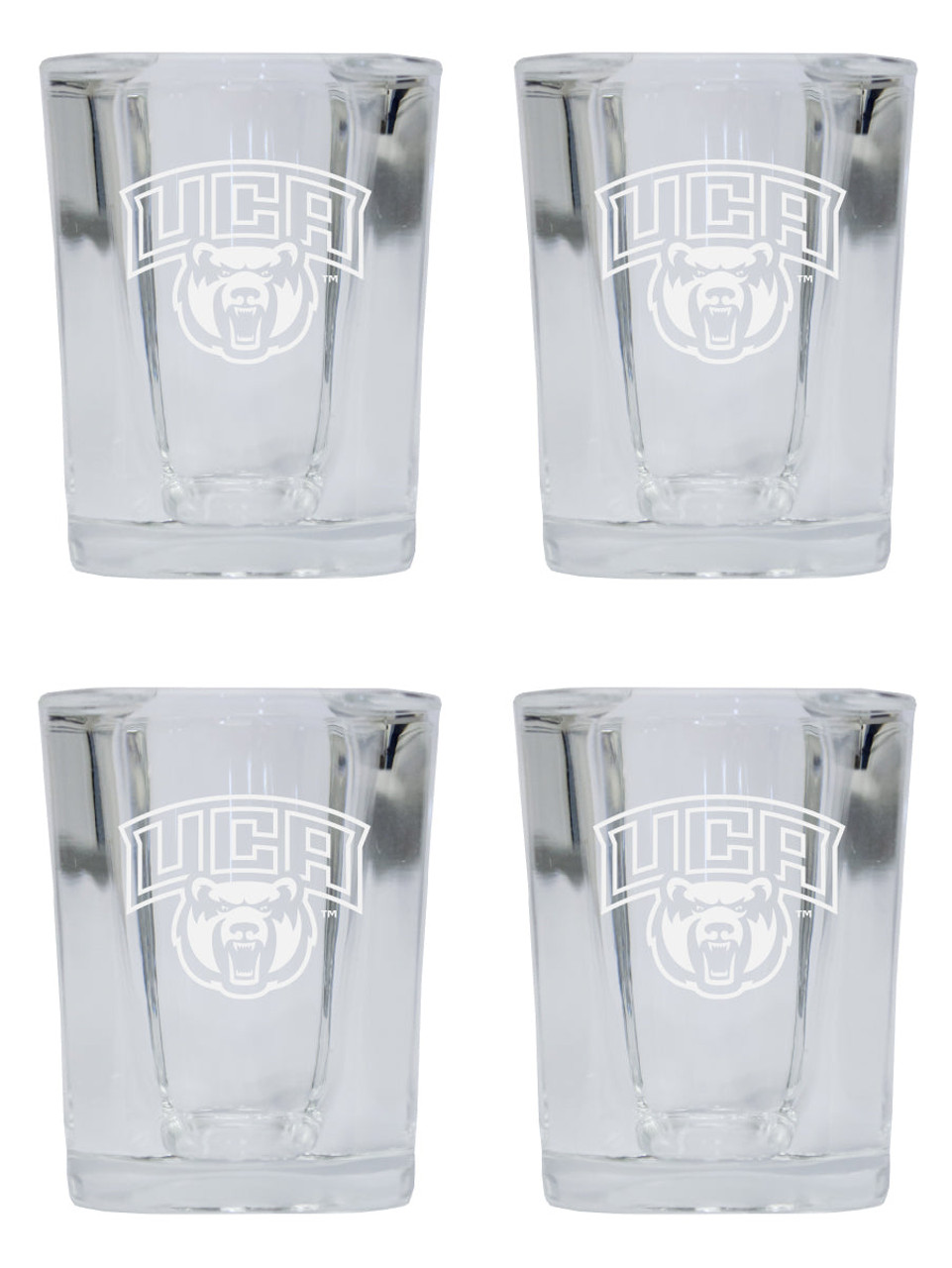 Central Arkansas Bears 2 Ounce Square Shot Glass laser etched logo Design 4-Pack