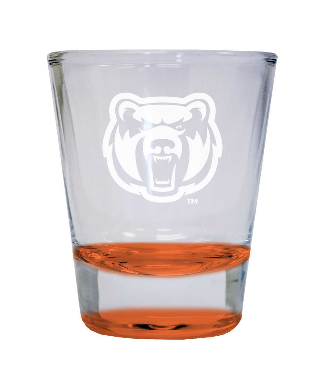 Central Arkansas Bears Etched Round Shot Glass 2 oz Orange