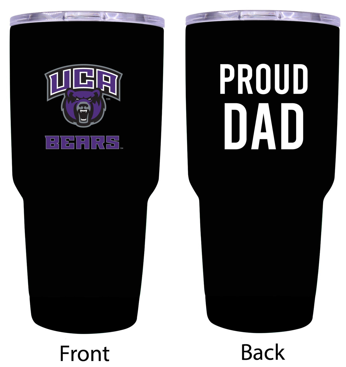 Central Arkansas Bears Proud Dad 24 oz Insulated Stainless Steel Tumblers Black.
