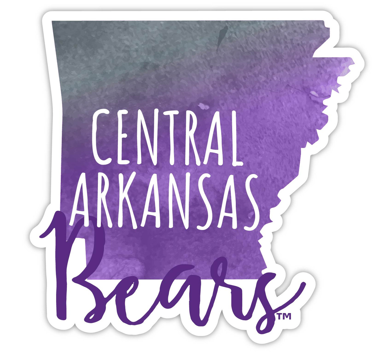 Central Arkansas Bears Watercolor State Die Cut Decal 2-Inch