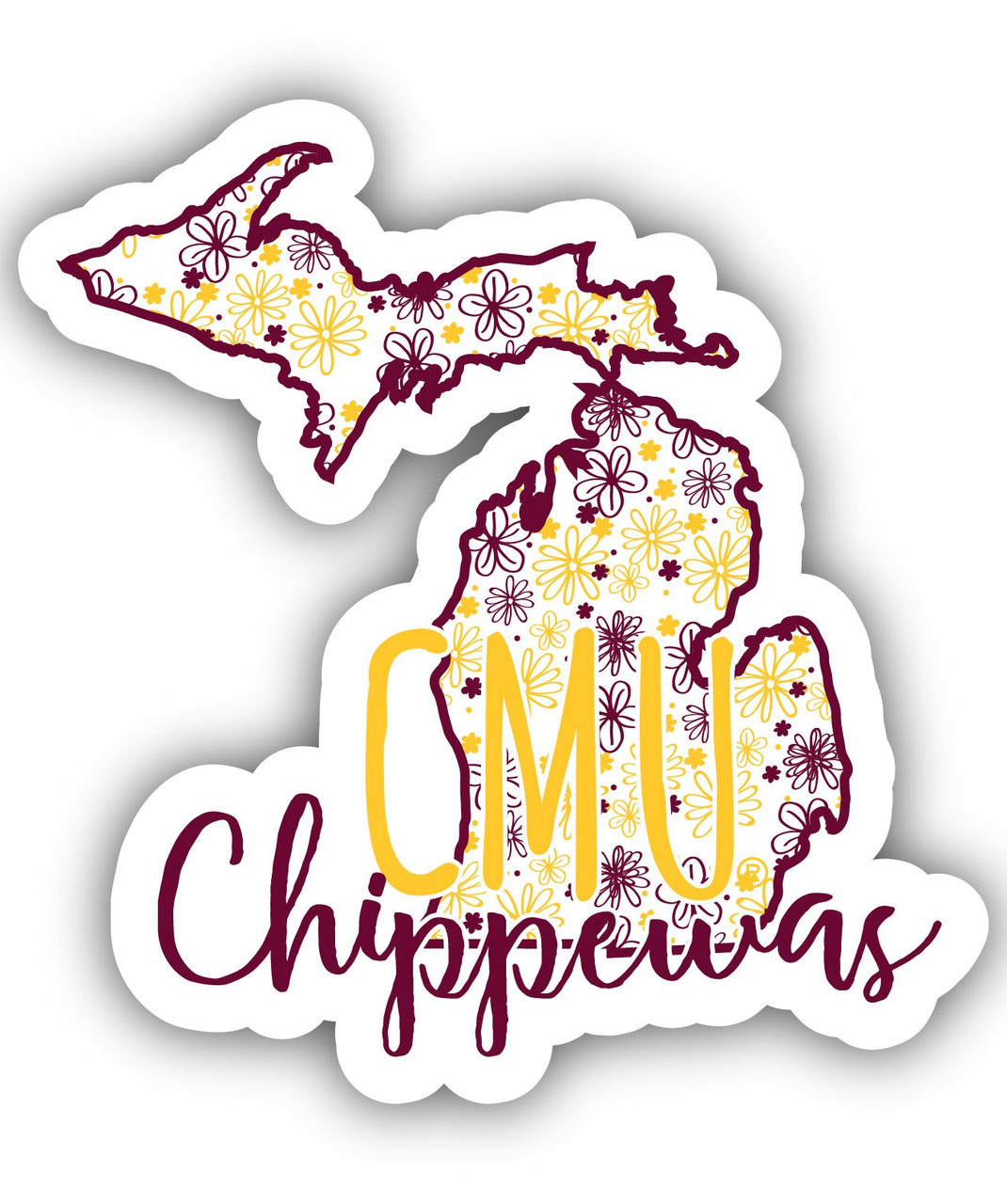 Central Michigan University Floral State Die Cut Decal 2-Inch