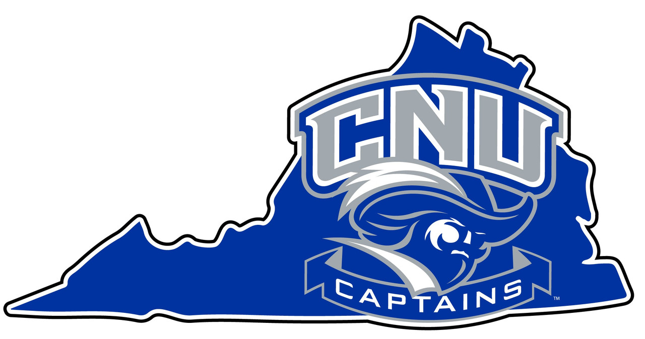 Christopher Newport Captains 4 Inch State Shape Vinyl Decal Sticker