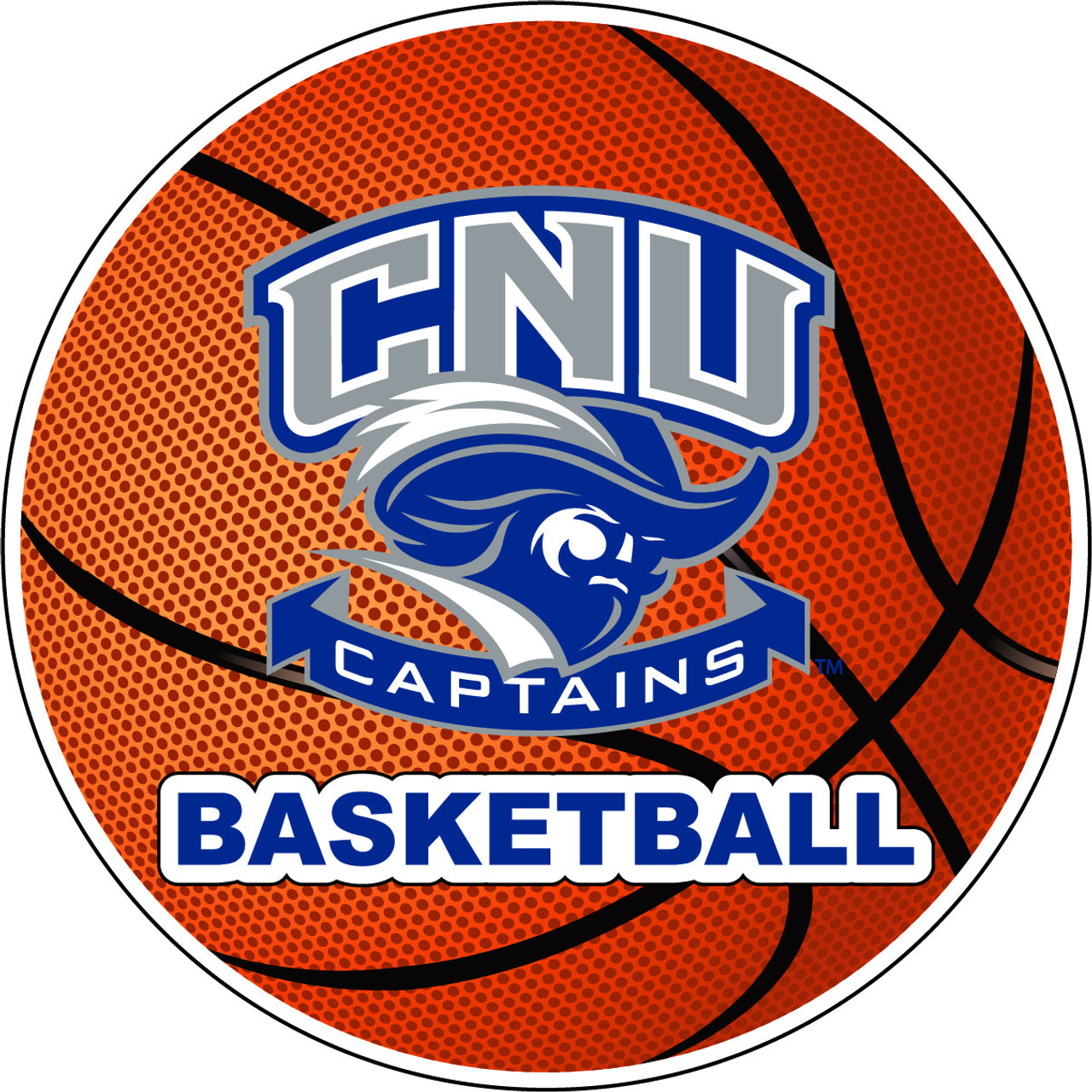 Christopher Newport Captains 4-Inch Round Basketball Vinyl Decal Sticker