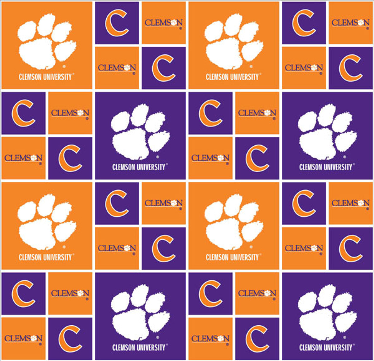 Clemson University Tigers Cotton Fabric with Geometric Print or Matching Solid Cotton Fabrics