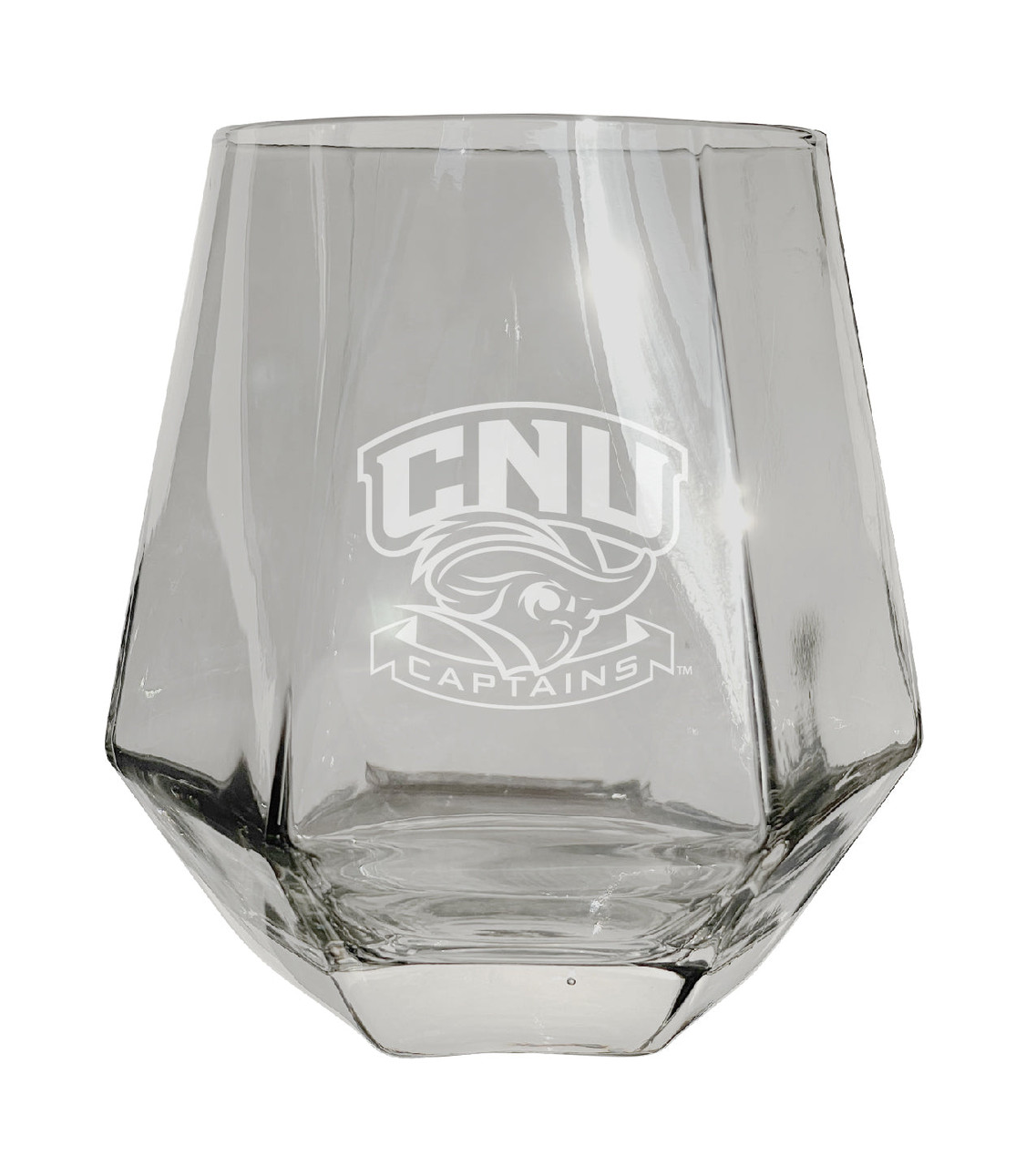 Christopher Newport Captains Etched Diamond Cut Stemless 10 ounce Wine Glass Clear