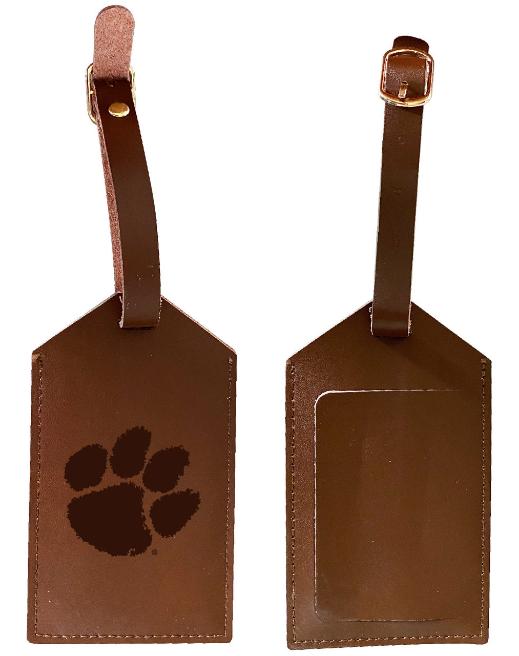 Clemson Tigers Leather Luggage Tag Engraved