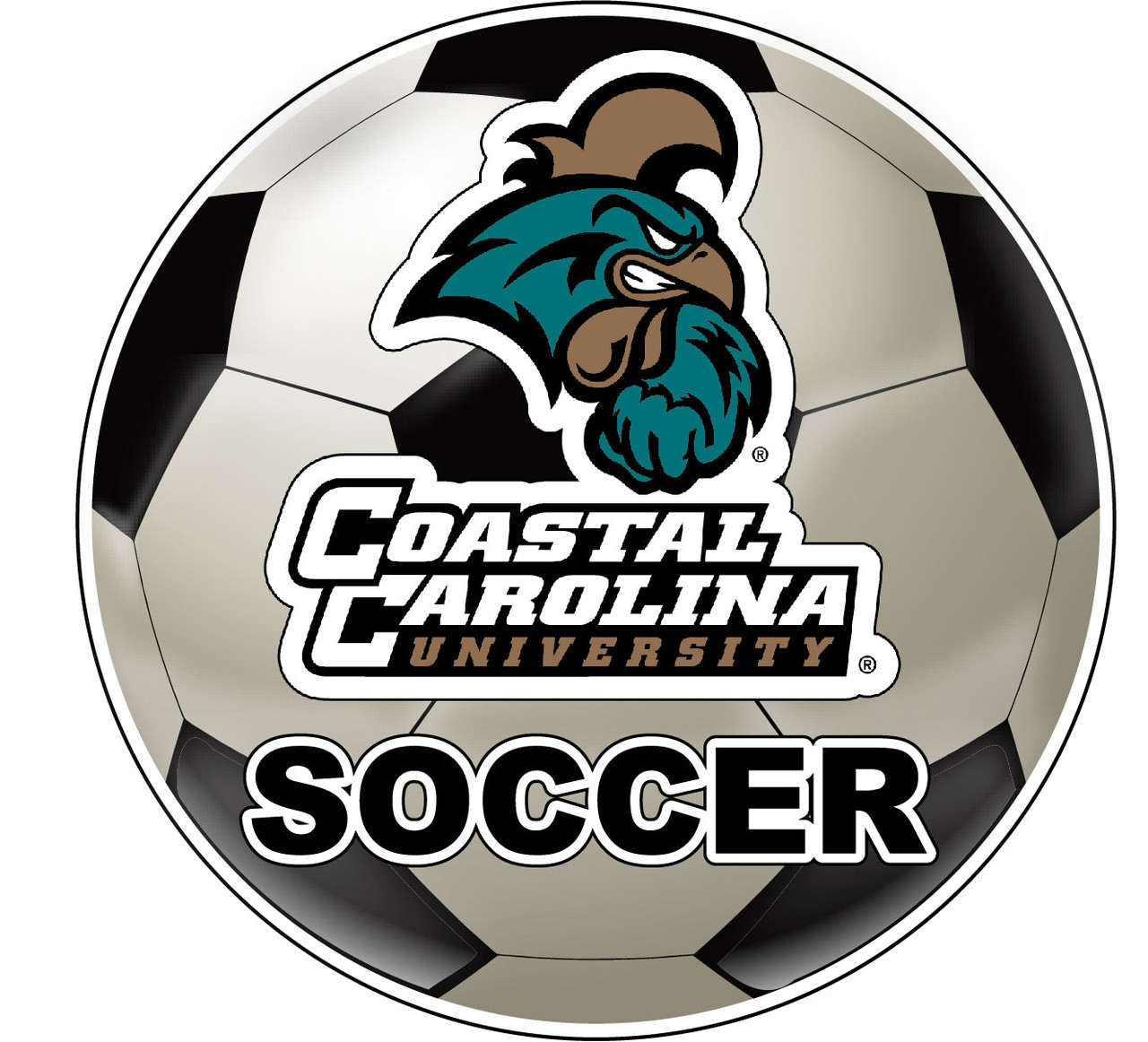 Coastal Carolina University 4-Inch Round Soccer Ball Vinyl Decal Sticker