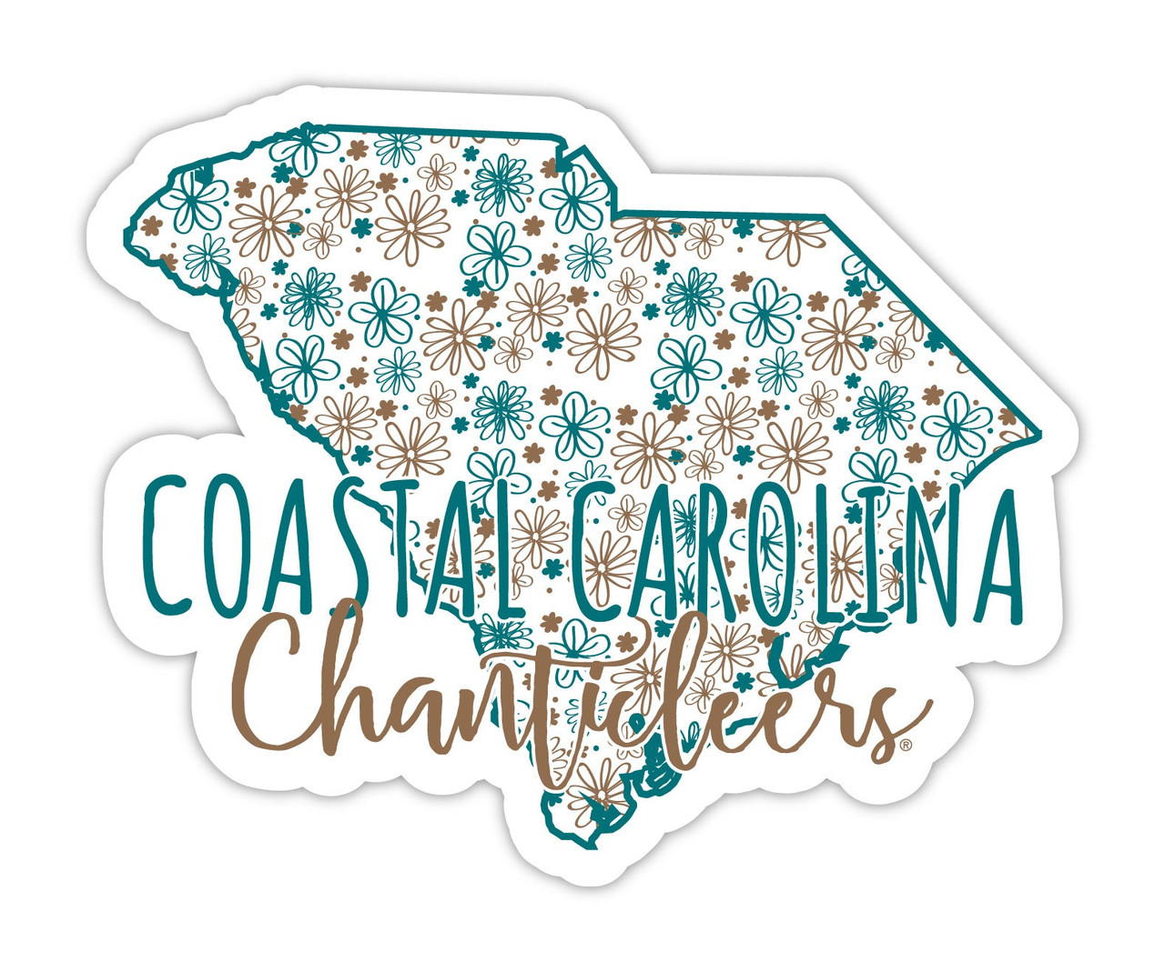 Coastal Carolina University Floral State Die Cut Decal 2-Inch