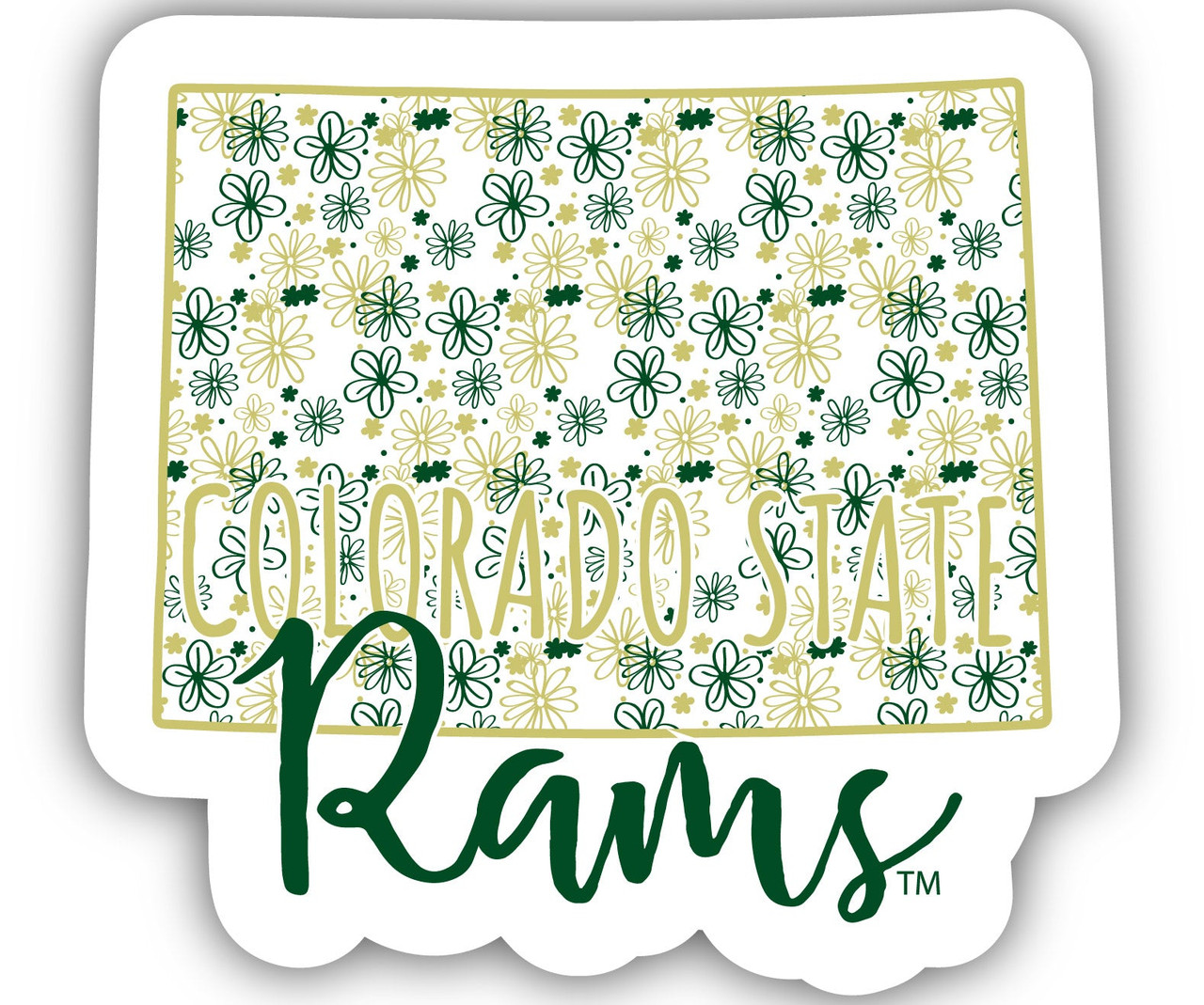 Colorado State Rams Floral State Die Cut Decal 4-Inch