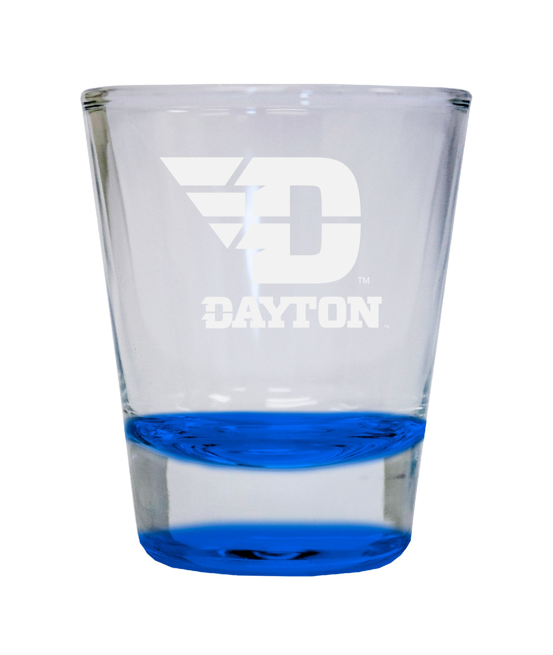 Dayton Flyers Etched Round Shot Glass 2 oz Blue