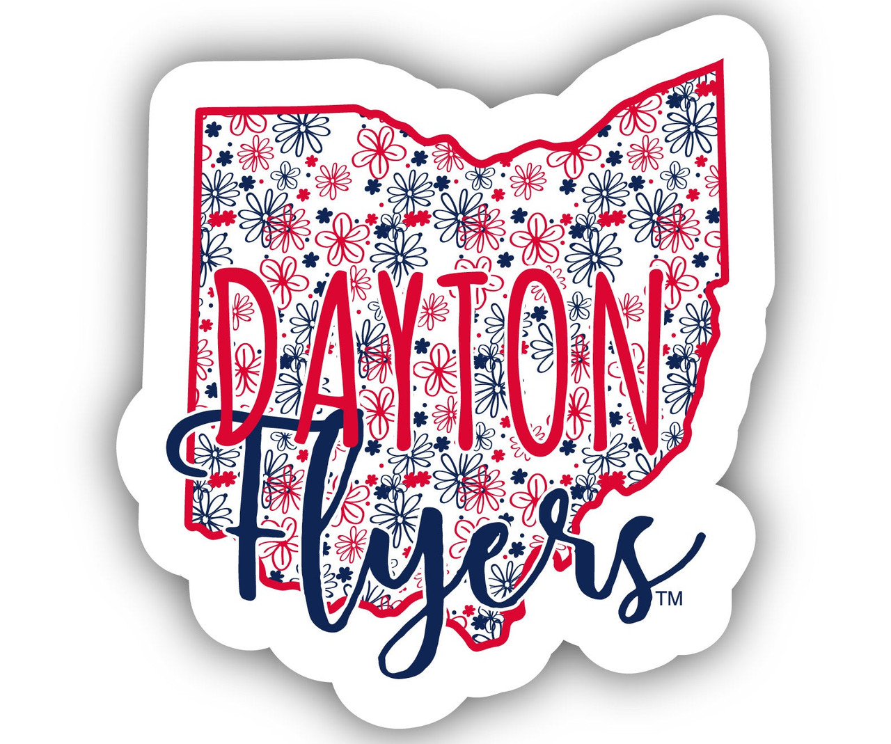 Dayton Flyers Floral State Die Cut Decal 4-Inch