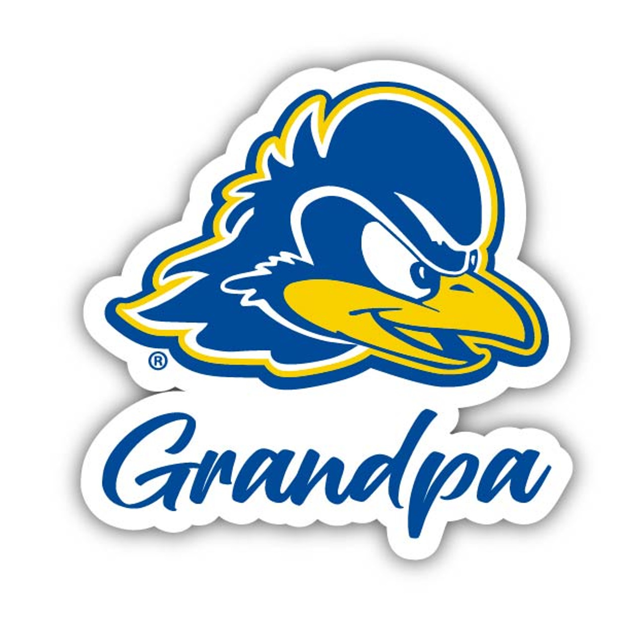 Delaware Blue Hens 4 Inch Proud Grandpa Die Cut Decal