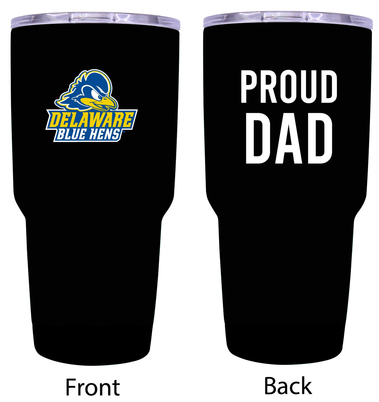 Delaware Blue Hens Proud Dad 24 oz Insulated Stainless Steel Tumblers Black.