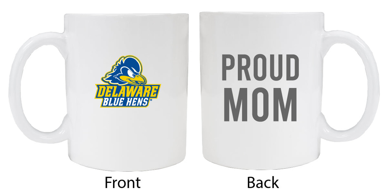 Delaware Blue Hens Proud Mom White Ceramic Coffee Mug 2-Pack (White).