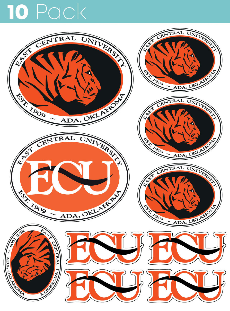 East Central University Tigers 10 Pack Collegiate Vinyl Decal Sticker