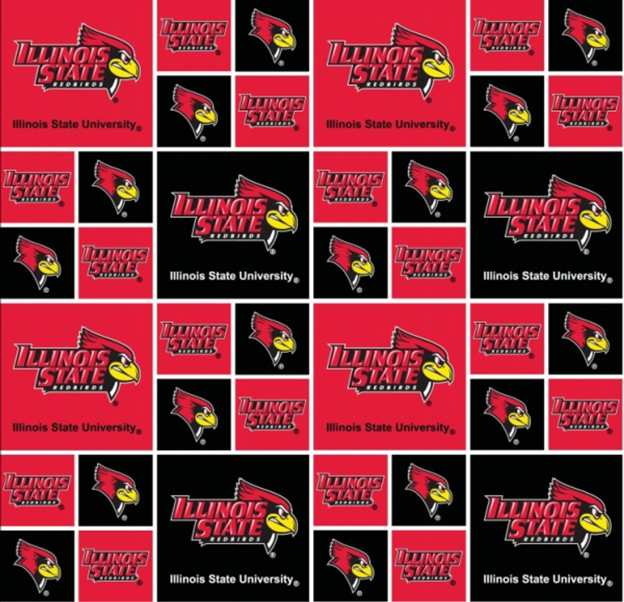 Illinois State University Redbirds Cotton Fabric with Geometric Print or Matching Solid Cotton Fabrics