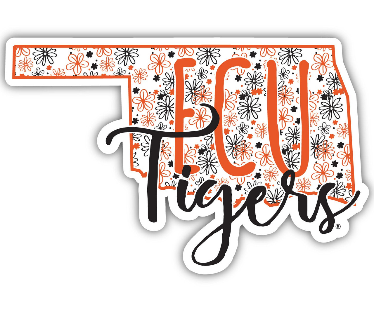 East Central University Tigers Floral State Die Cut Decal 4-Inch