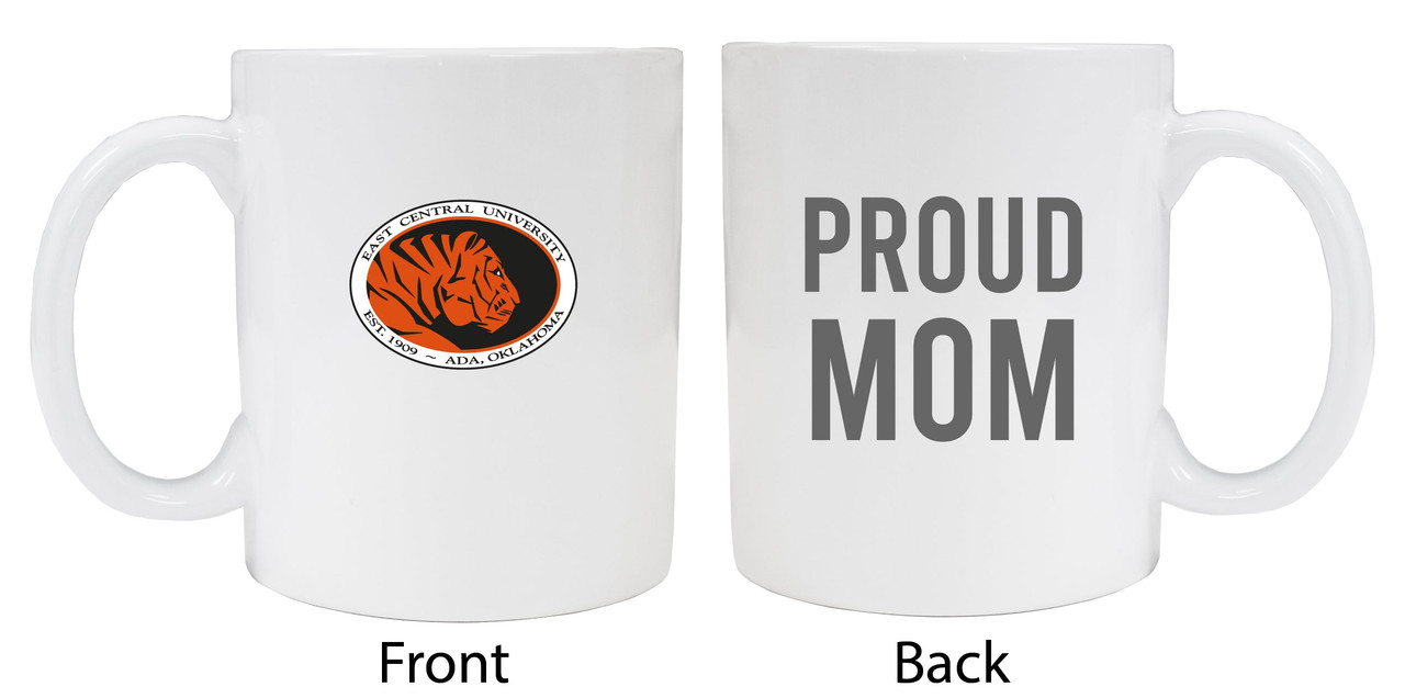 East Central University Tigers Proud Mom White Ceramic Coffee Mug (White).