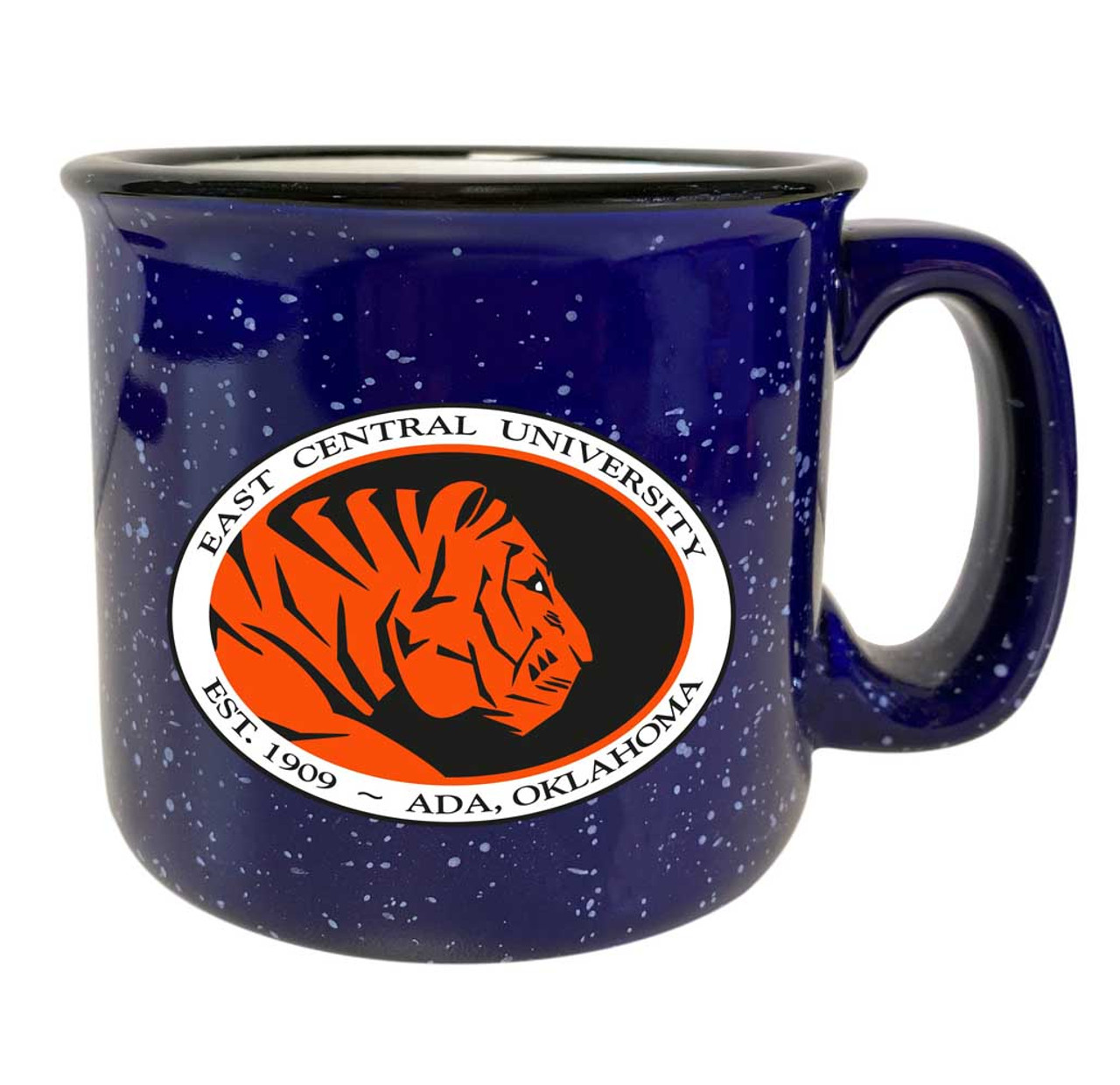 East Central University Tigers Speckled Ceramic Camper Coffee Mug (Choose Your Color).