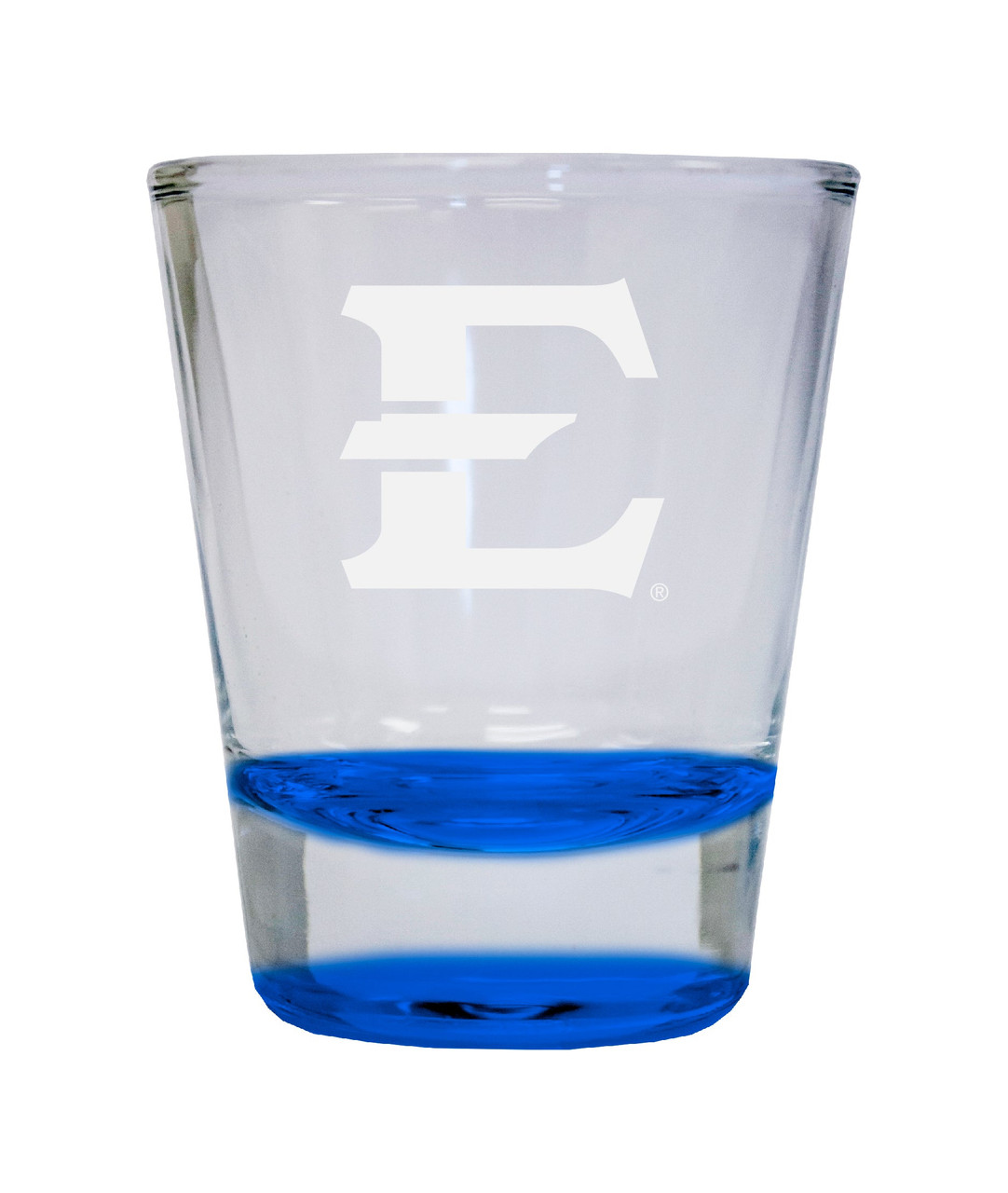 East Tennessee State University Etched Round Shot Glass 2 oz Blue