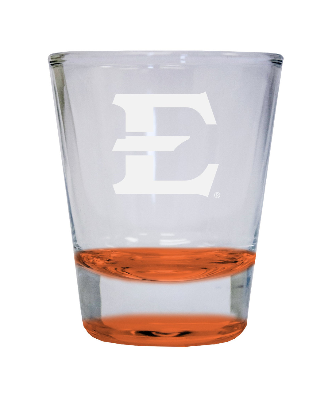 East Tennessee State University Etched Round Shot Glass 2 oz Orange