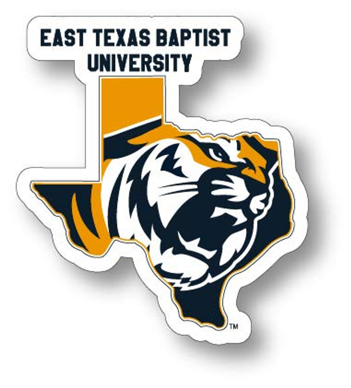 East Texas Baptist University 4" State Shape Decal 4 Pack