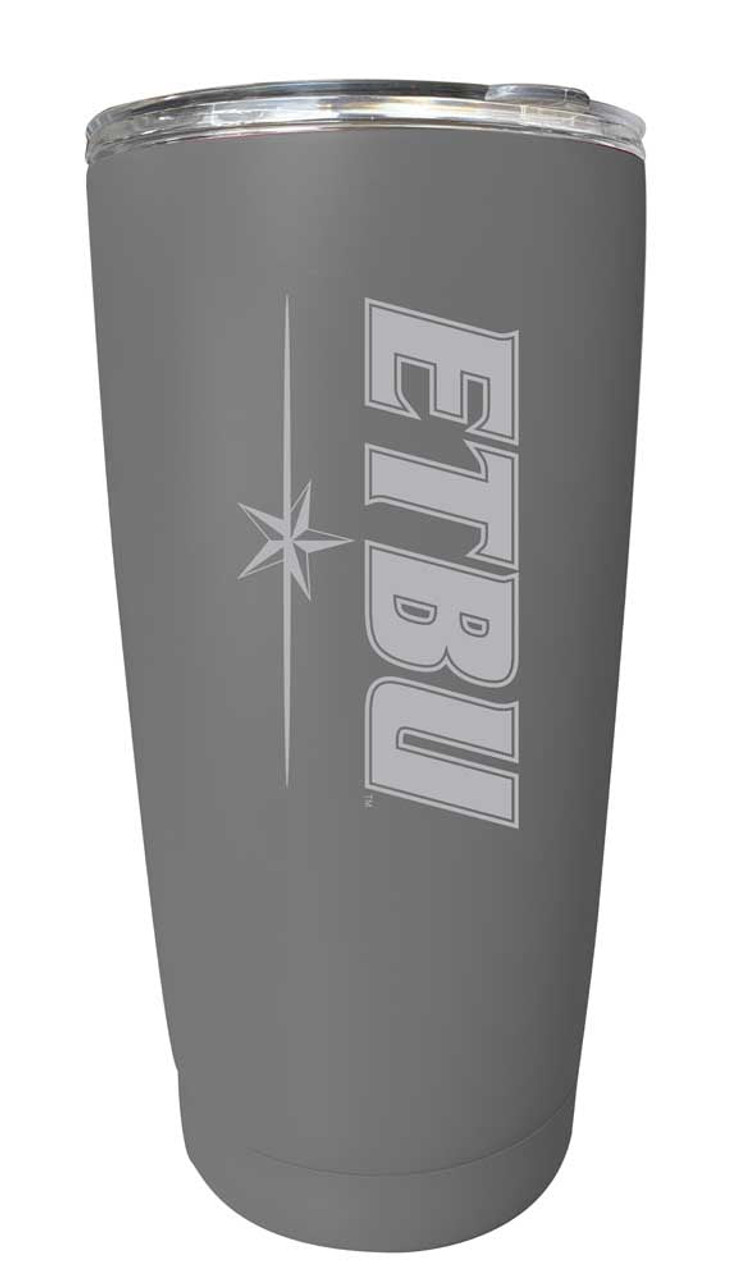 East Texas Baptist University Etched 16 oz Stainless Steel Tumbler (Gray)