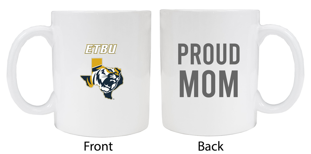 East Texas Baptist University Proud Mom White Ceramic Coffee Mug 2-Pack (White).