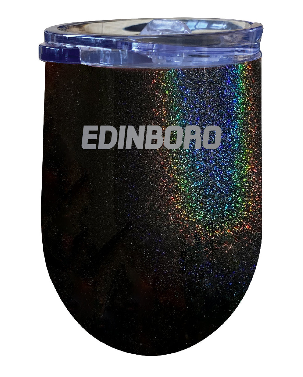 Edinboro University 12 oz Laser Etched Insulated Wine Stainless Steel Tumbler Rainbow Glitter Black