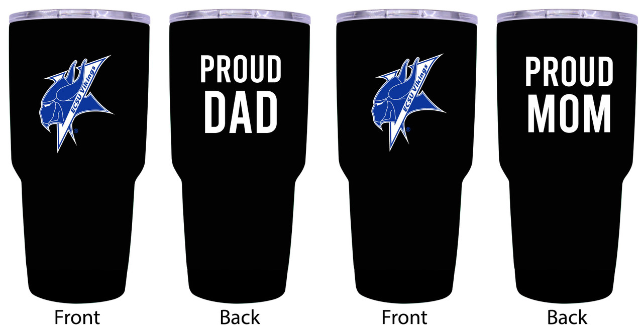 Elizabeth City State University Proud Mom and Dad 24 oz Insulated Stainless Steel Tumblers 2 Pack Black.