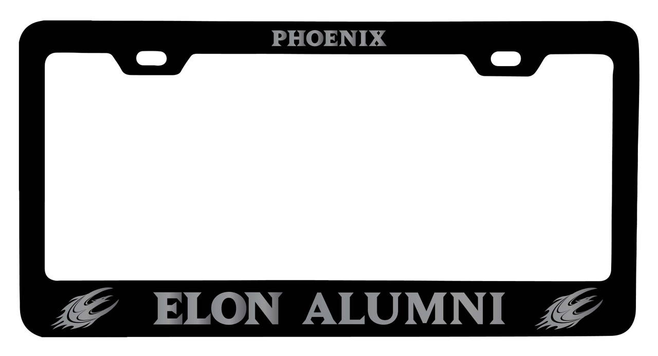 Elon University Alumni Laser Engraved Metal License Plate Frame Black
