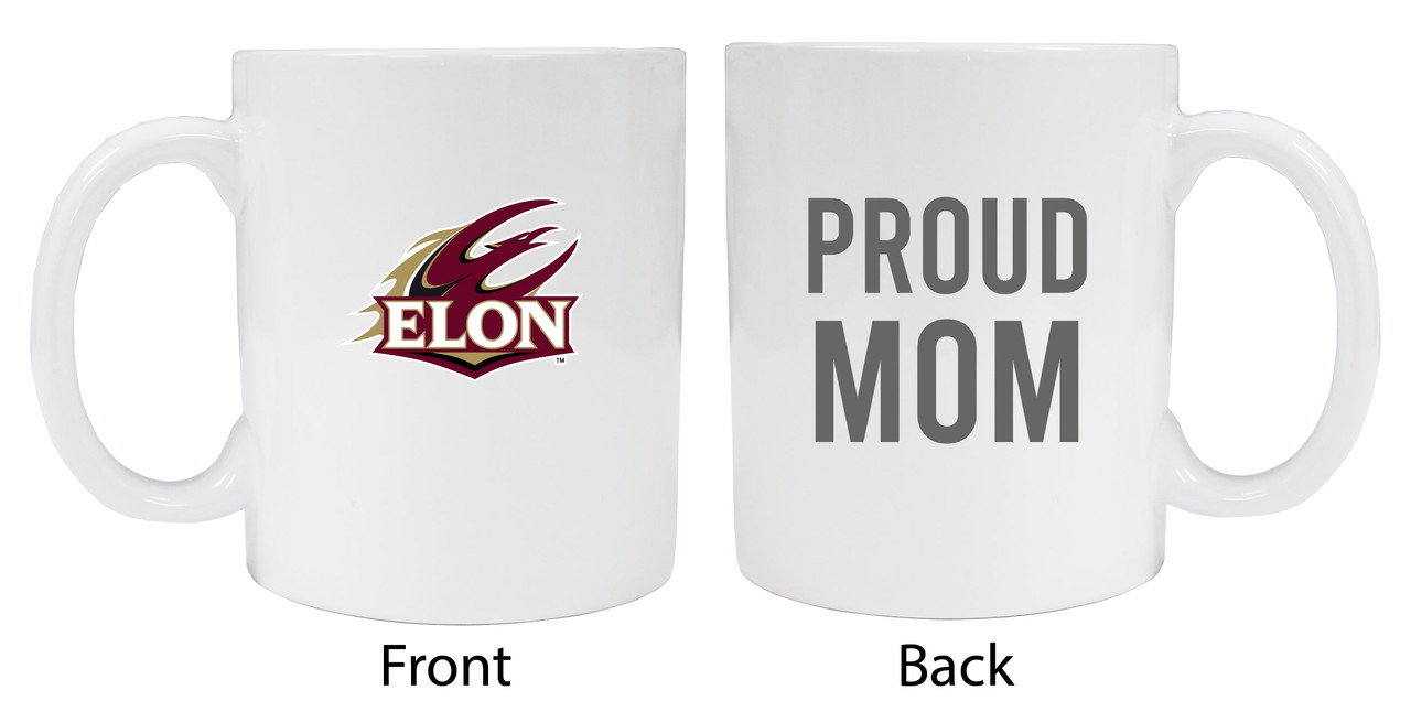Elon University Proud Mom White Ceramic Coffee Mug 2-Pack (White).