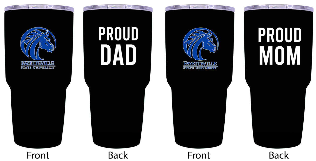 Fayetteville State University Proud Mom and Dad 24 oz Insulated Stainless Steel Tumblers 2 Pack Black.