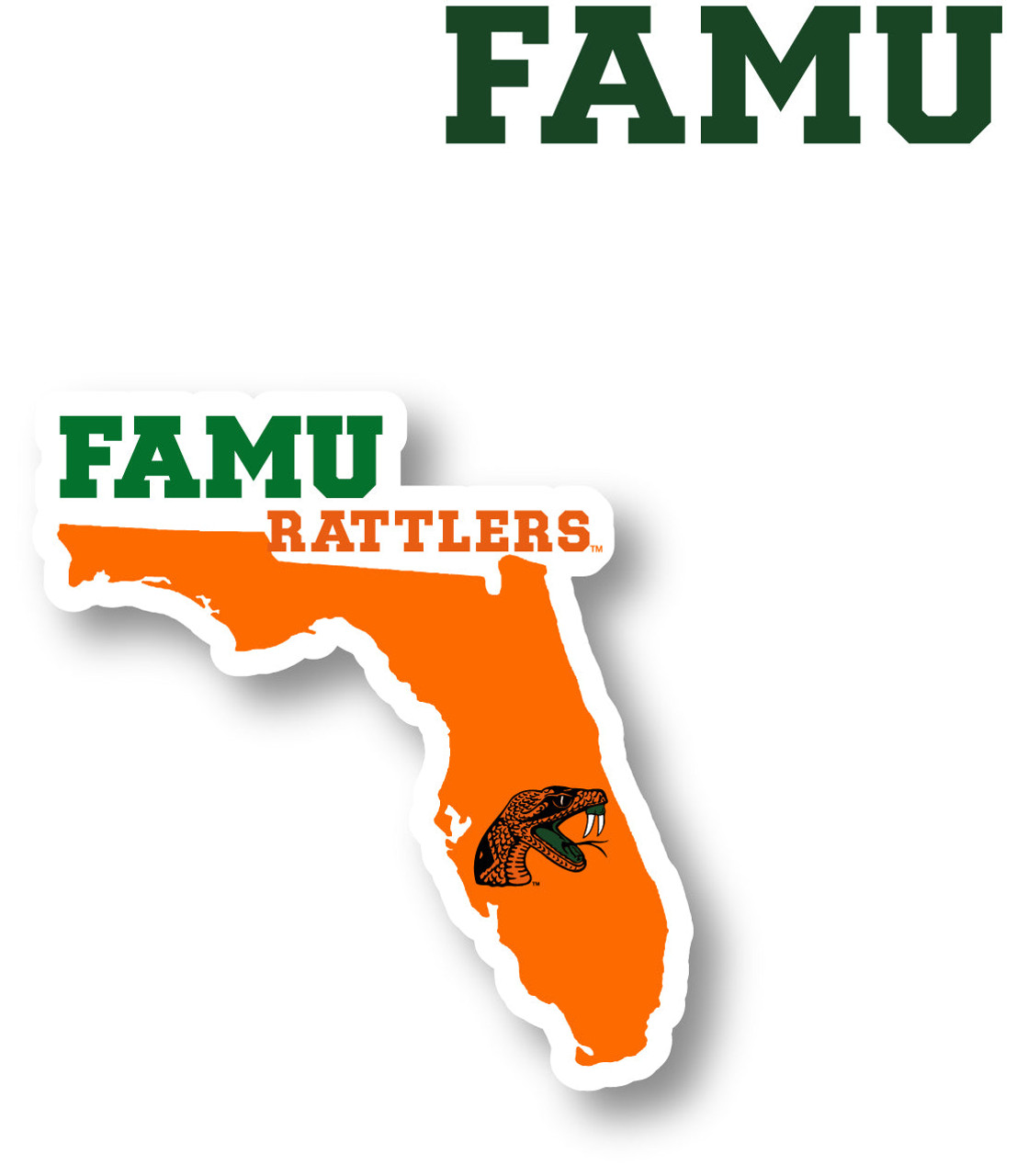 Florida A&M Rattlers 4 Inch State Shape Vinyl Decal Sticker