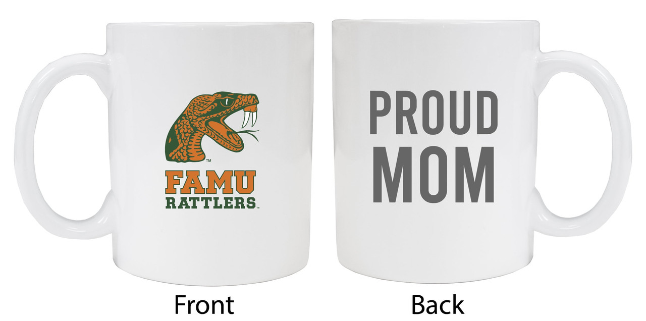 Florida A&M Rattlers Proud Mom White Ceramic Coffee Mug 2-Pack (White).