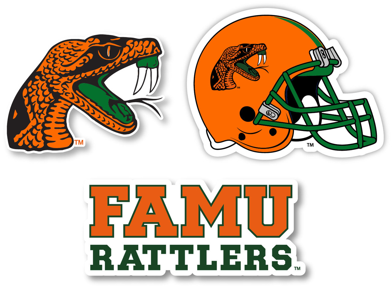 Florida A&M Rattlers Vinyl Decal Sticker 3 Pack 4-Inch Each