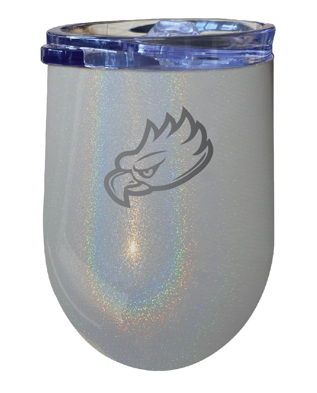 Florida Gulf Coast Eagles 12 oz Laser Etched Insulated Wine Stainless Steel Tumbler Rainbow Glitter Grey