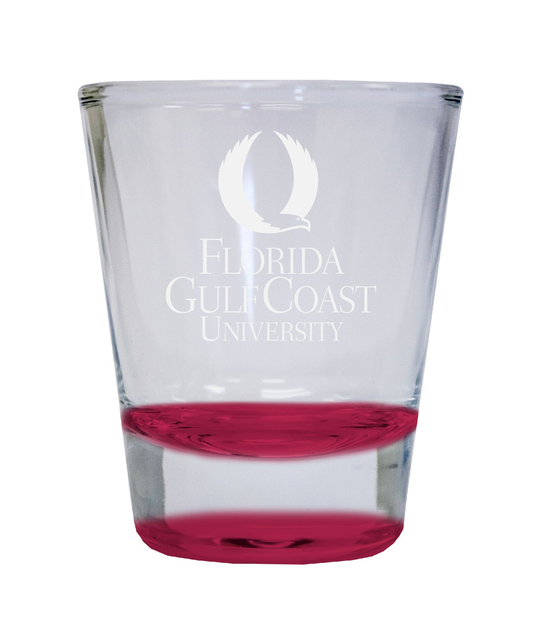 Florida Gulf Coast Eagles Etched Round Shot Glass 2 oz Red