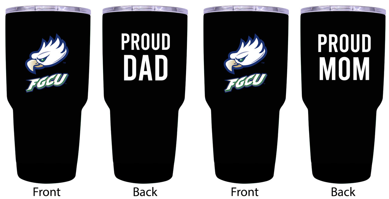Florida Gulf Coast Eagles Proud Mom and Dad 24 oz Insulated Stainless Steel Tumblers 2 Pack Black.