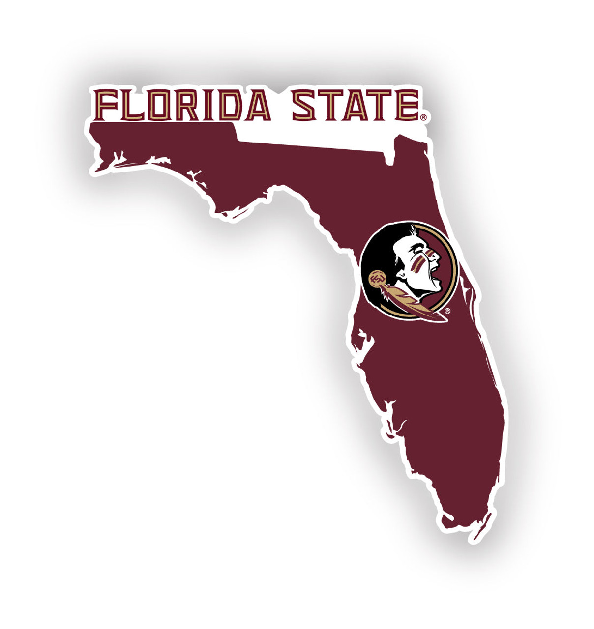 Florida State Seminoles 4 Inch State Shape Vinyl Decal Sticker