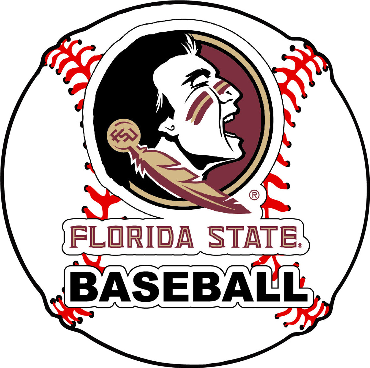 Florida State Seminoles 4-Inch Round Baseball Vinyl Decal Sticker