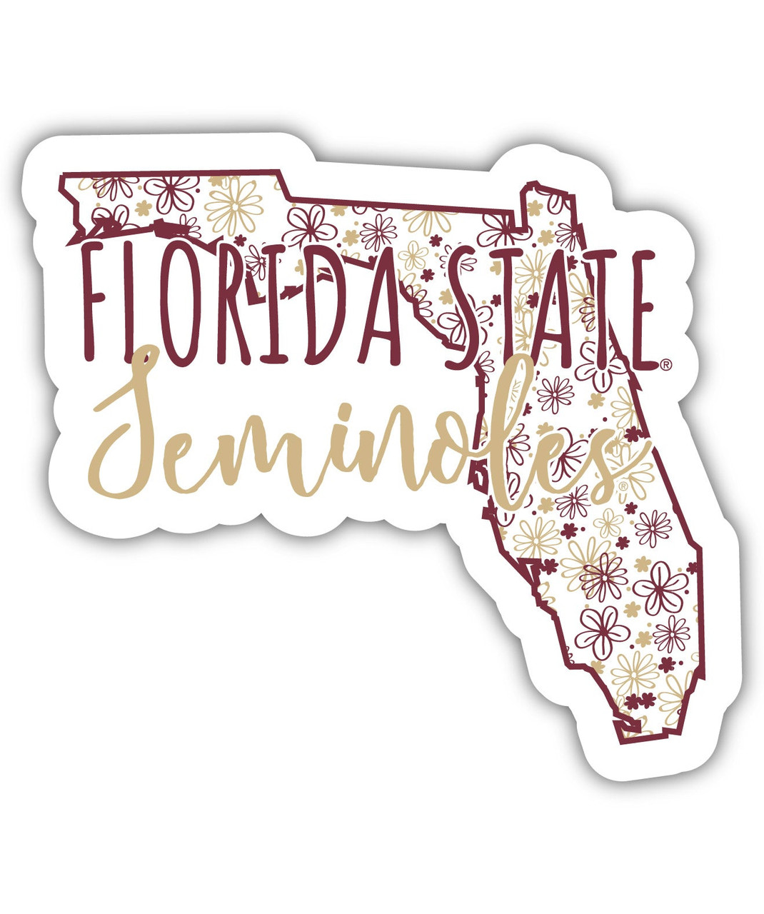 Florida State Seminoles Floral State Die Cut Decal 4-Inch