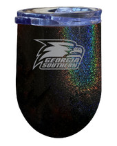 Georgia Southern Eagles 12 oz Laser Etched Insulated Wine Stainless Steel Tumbler Rainbow Glitter Black