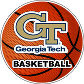 Georgia Tech Yellow Jackets 4-Inch Round Basketball Vinyl Decal Sticker