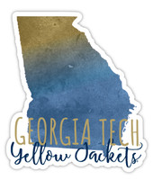 Georgia Tech Yellow Jackets Watercolor State Die Cut Decal 4-Inch